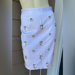 Banana Republic Pineapple Embellished Beaded Satin Women’s Pencil Skirt size 0